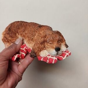 Vintage Hand-painted Sleeping Spaniel Leash/Key Holder